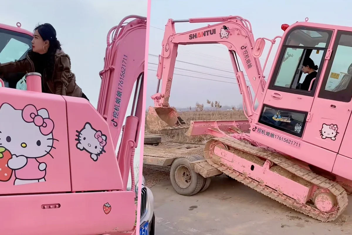 Pink Excavator Turns Heads on China’s Construction Sites